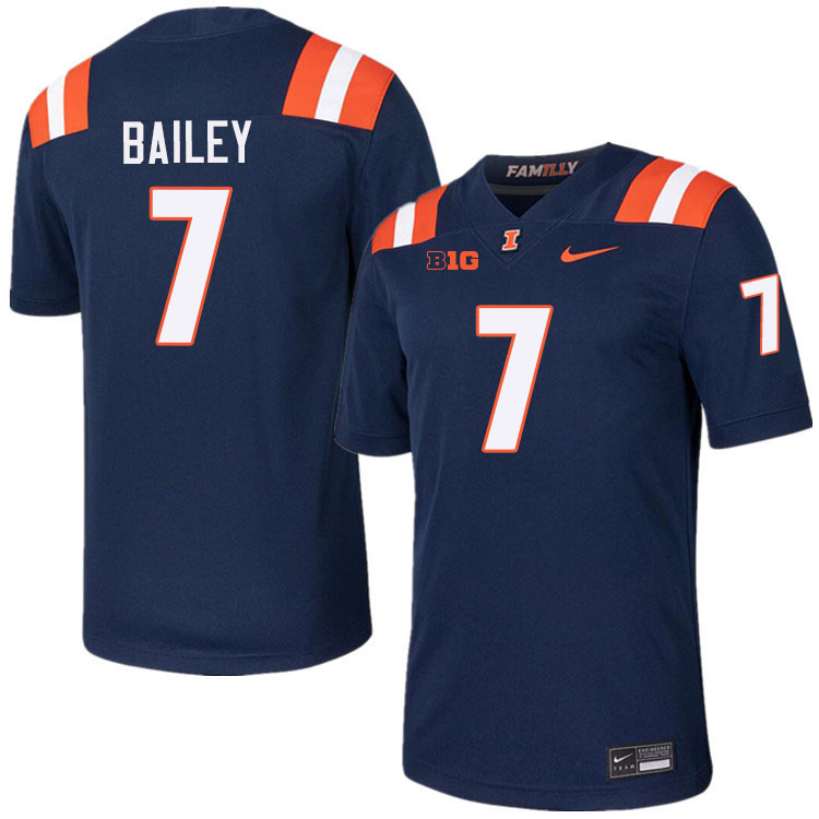 #7 Matthew Bailey Illinois Fighting Illini Football Jersey,Uniforms-Navy